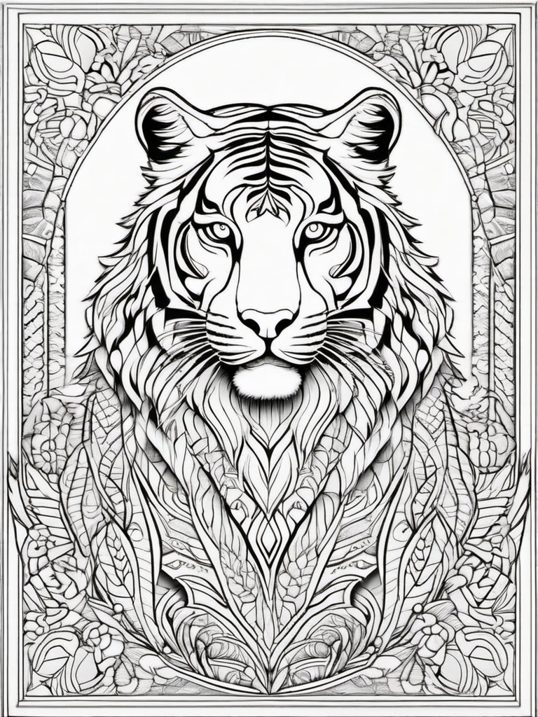 Tiger Coloring Pages - Tiger with intricate patterns on its fur  simple coloring pages