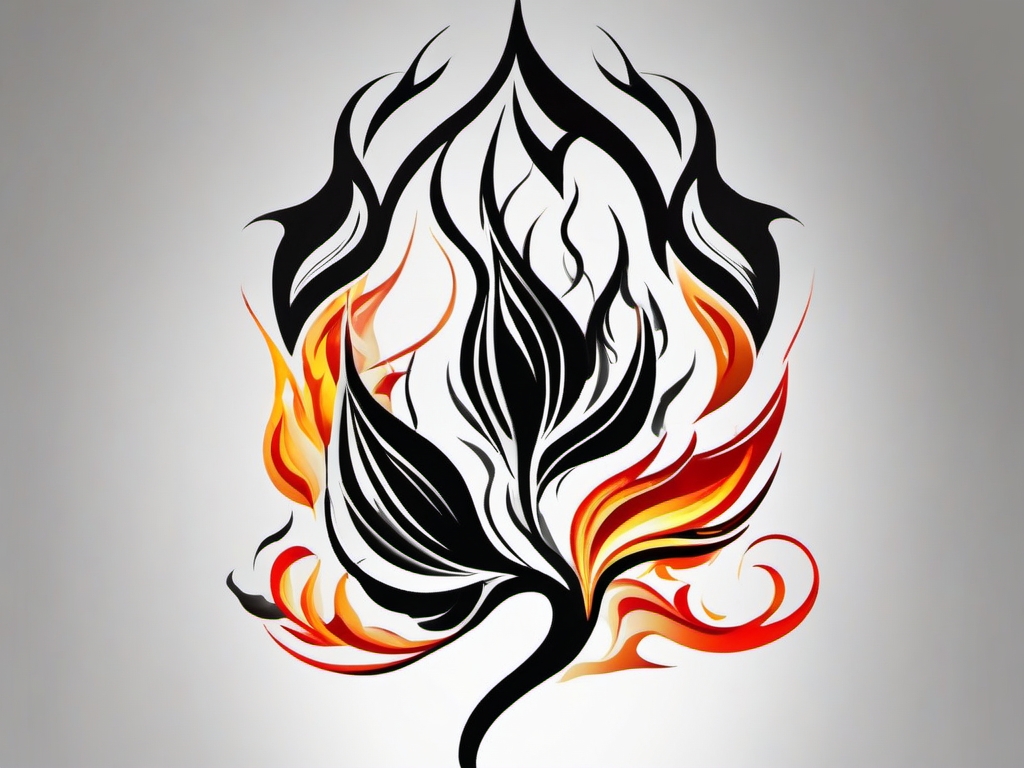 black and white flame tattoo  simple color tattoo,white background