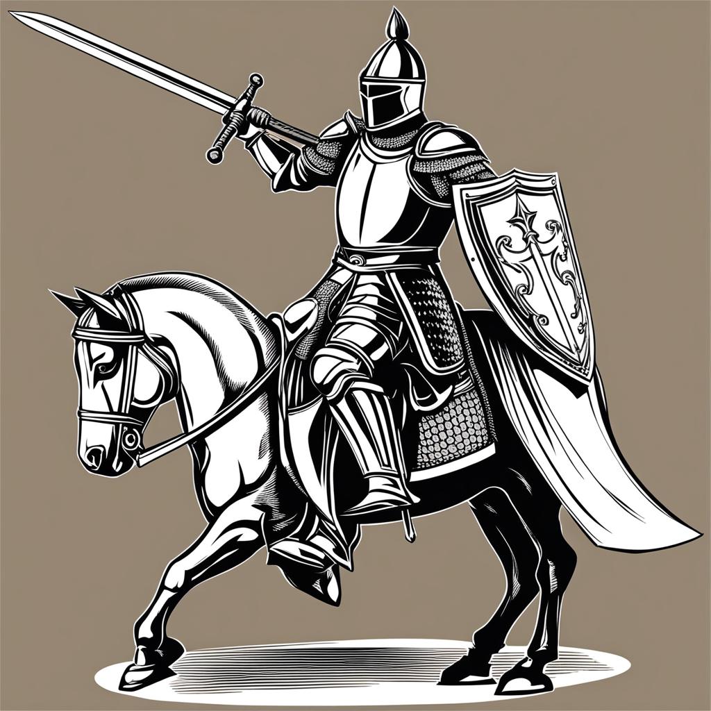 knight clipart - a valiant knight in shining armor with a sword. 