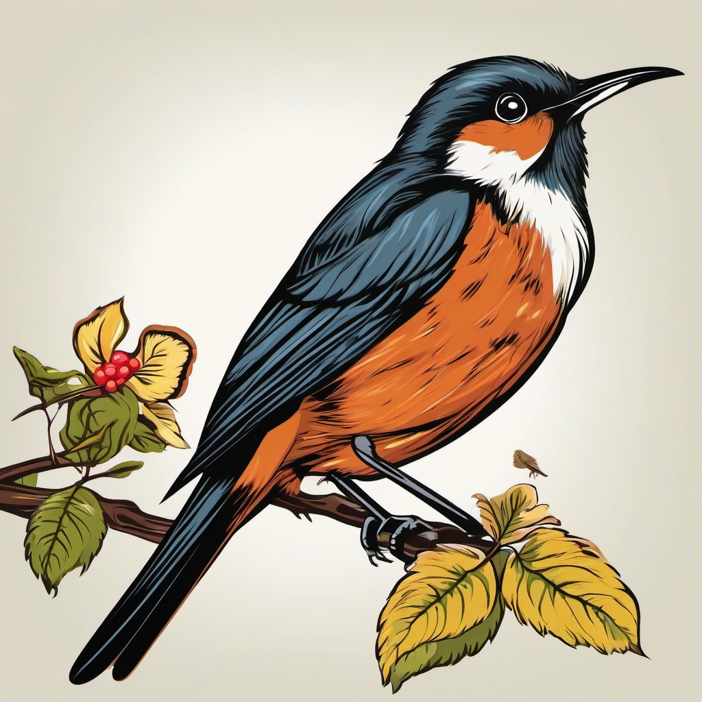 Bird clipart - bird with a worm in its beak  