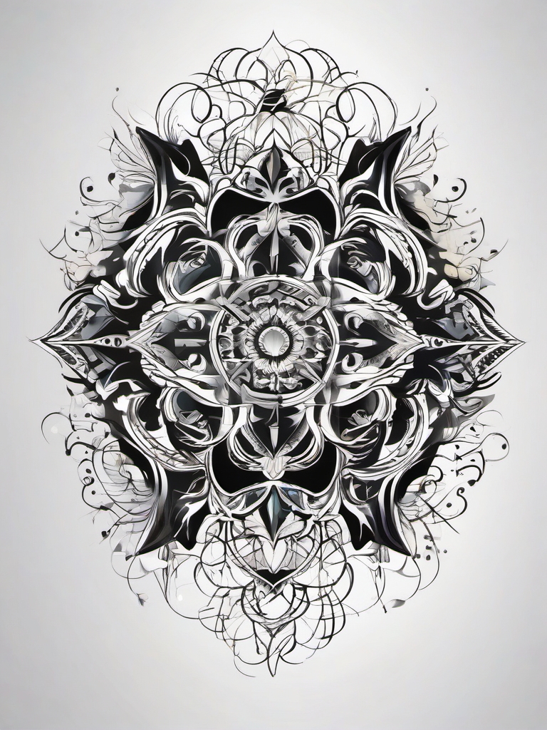 Organized Chaos - Embody the paradox of order within disorder with a chaotic yet structured tattoo design.  color tattoo designs,minimalist,vector,white background