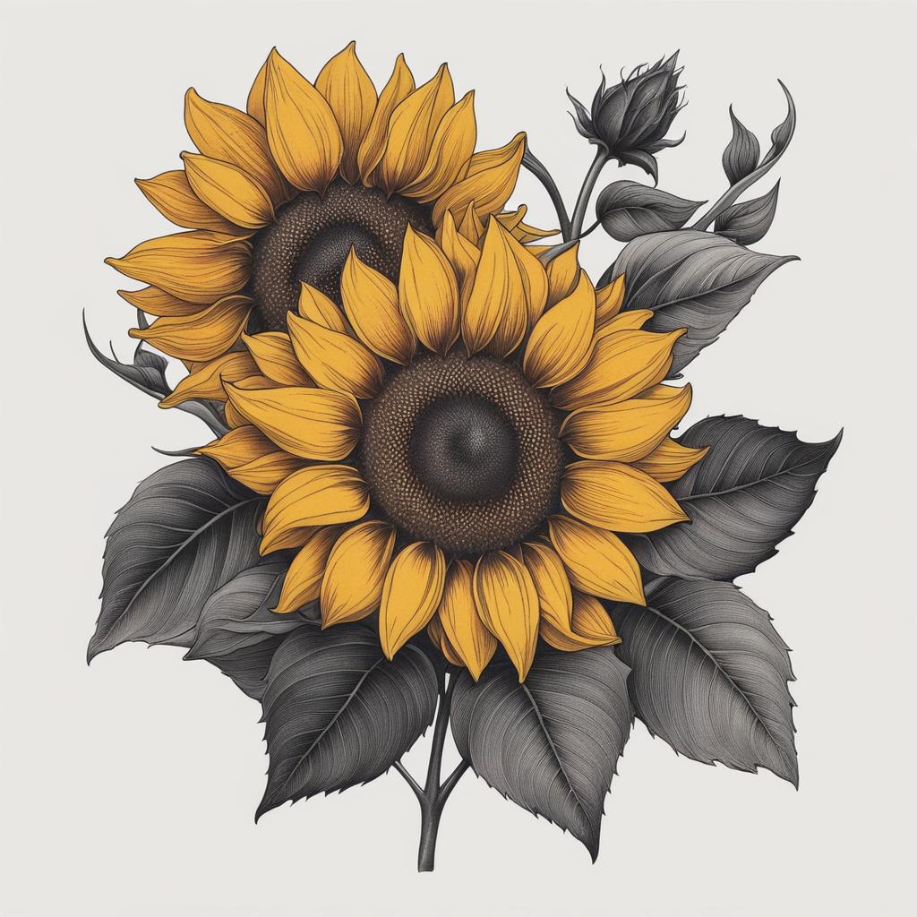 sunflower tattoo design symbolizing positivity, happiness, and growth. 