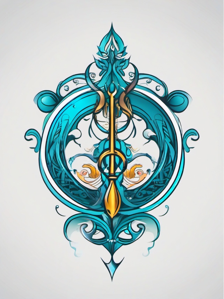 aquarius and aries combined tattoo  simple vector color tattoo