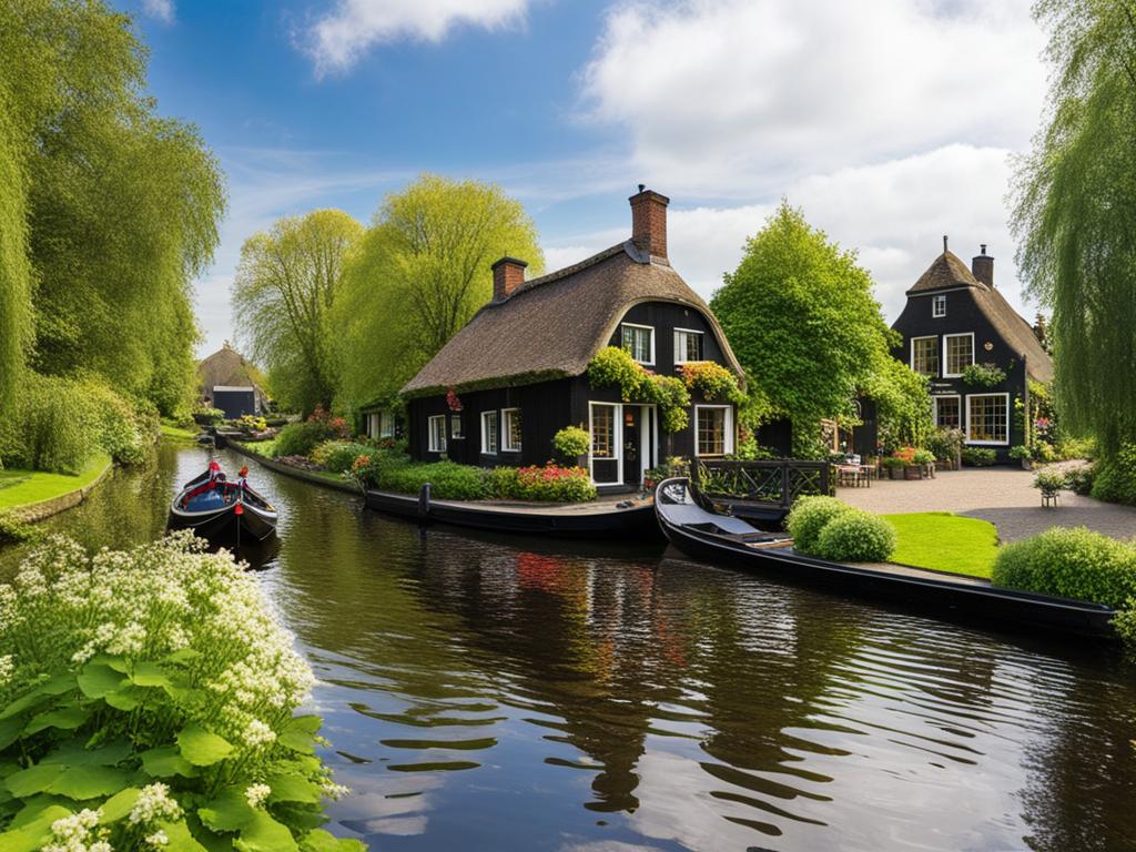 giethoorn, netherlands - navigates picturesque canals in charming, car-free village. 