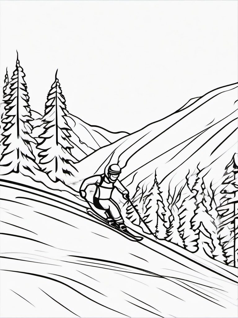 Winter Sports Coloring Pages - Skiing, Snowboarding, and Other Winter Fun  minimal black outline printable sheet, coloring page