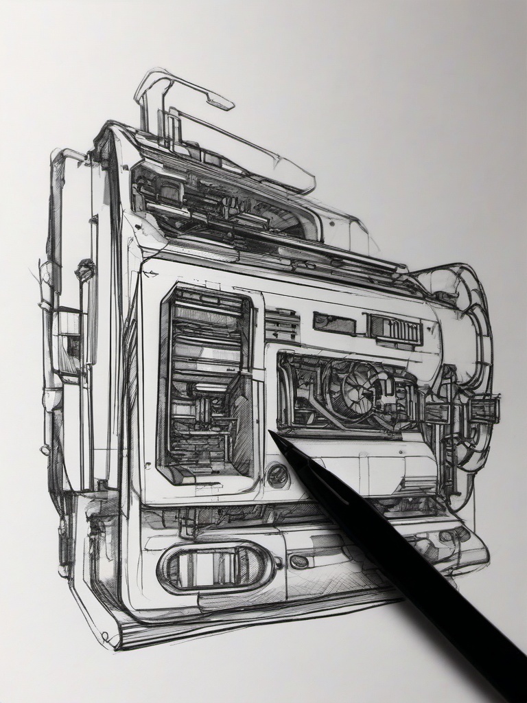 drawings of machines  minimal rough sketch scribbles,doodles,black and white