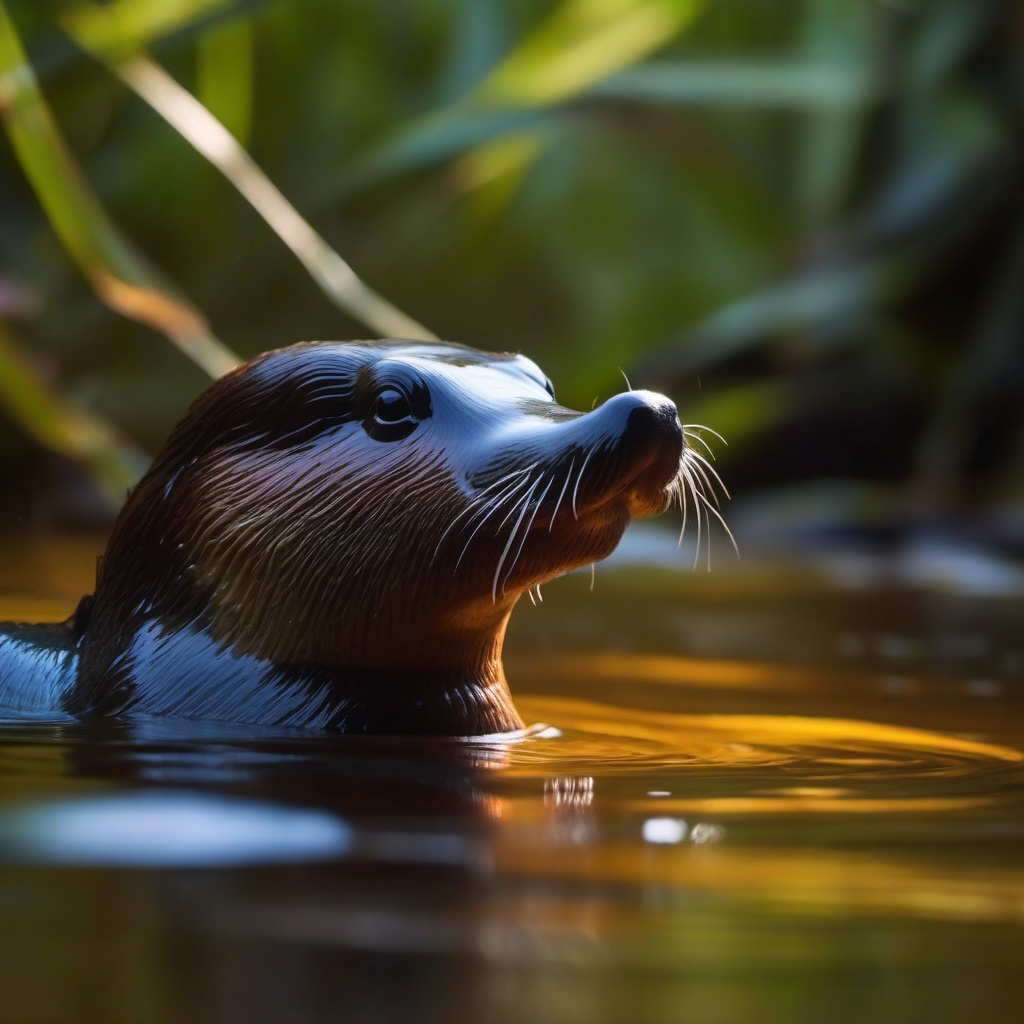 Cute Platypus Swimming in an Australian Creek 8k, cinematic, vivid colors