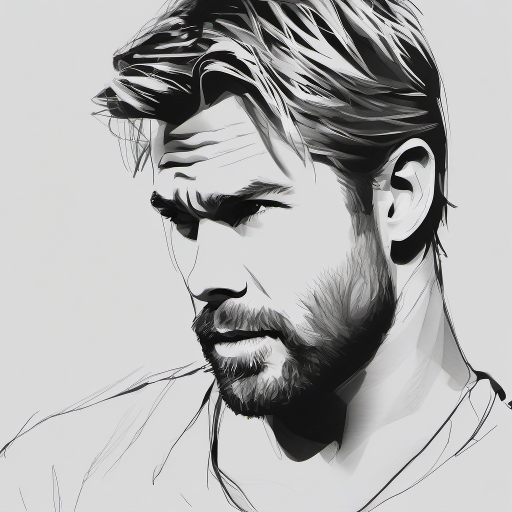 sketch of chris hemsworth  minimal rough sketch scribbles,doodles,black and white