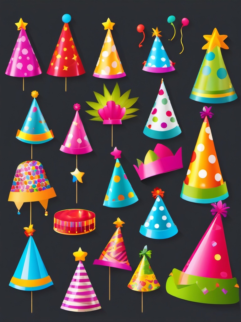 Birthday Party Hat clipart - Fun and colorful birthday party hat, ,vector color clipart,minimal