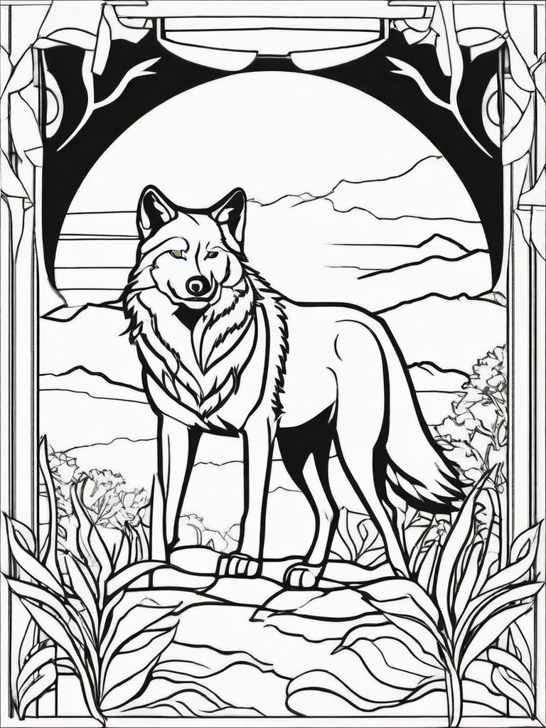 Wolf Coloring Pages - Wolf standing guard over its territory  simple coloring pages