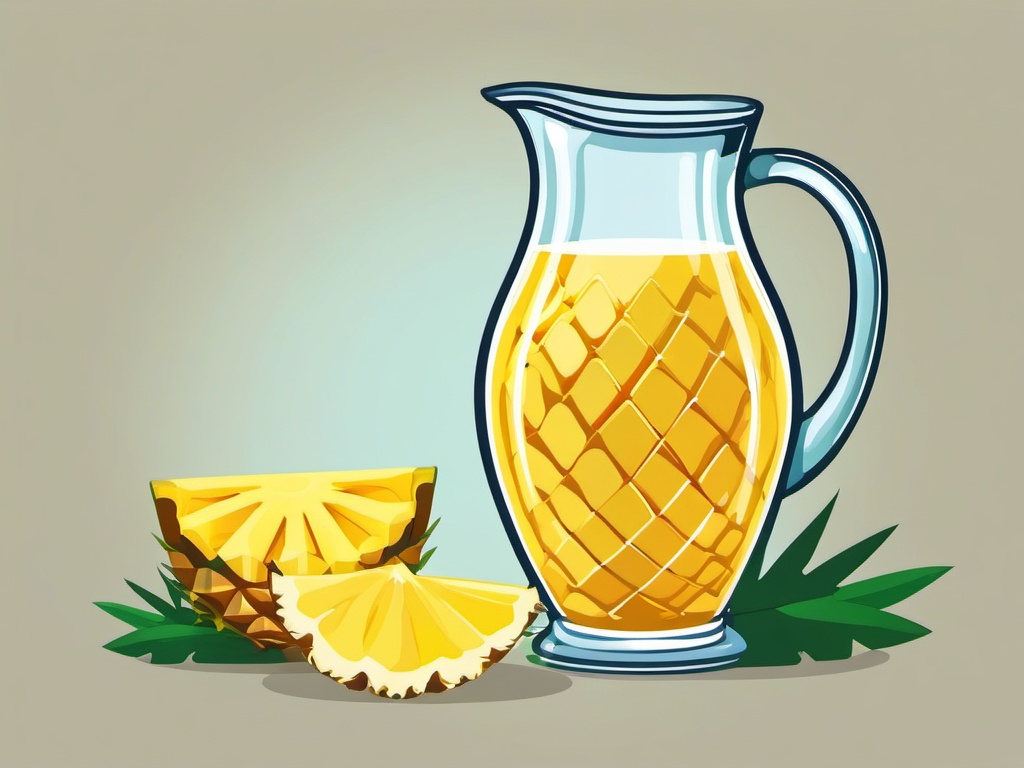 Pineapple and Pineapple Slices in Water Pitcher Clipart - Pineapple and pineapple slices in a water pitcher.  color vector clipart, minimal style