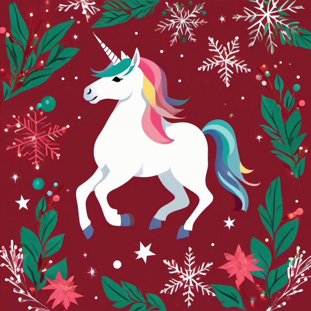 Christmas Unicorn Clipart - Get into the holiday spirit with festive unicorn clipart perfect for Christmas celebrations.  vector art, clipart, minimal