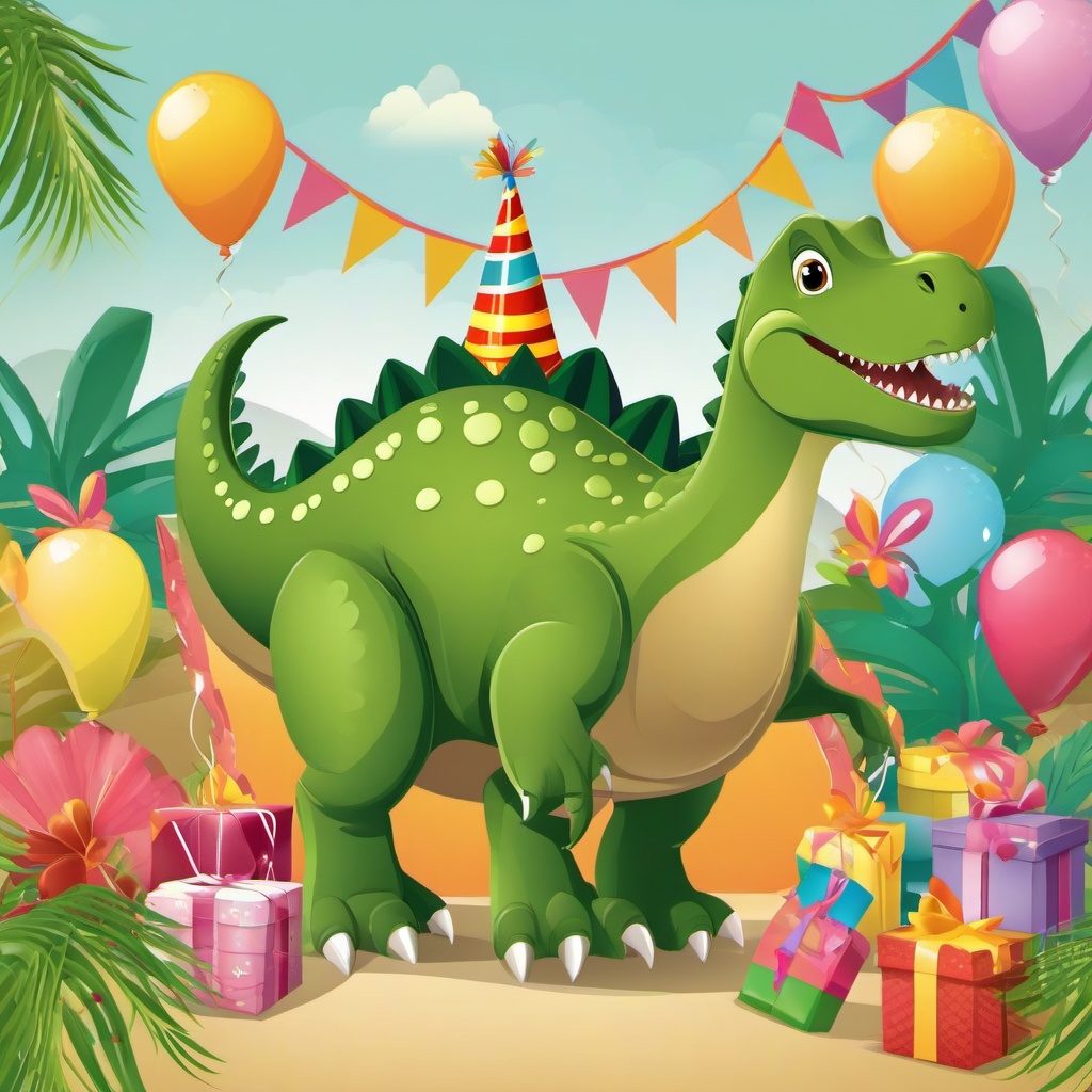 Dinosaur clipart - dinosaur with a birthday hat  