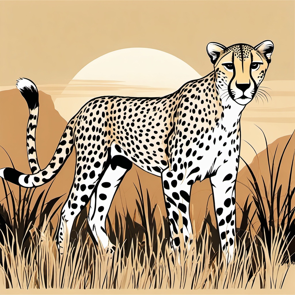 Cute Cheetah in the African Savannah  clipart, simple