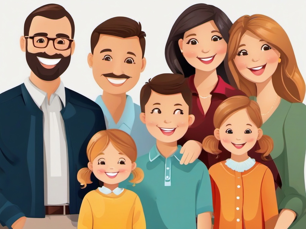 Family clipart - family portrait with smiles  