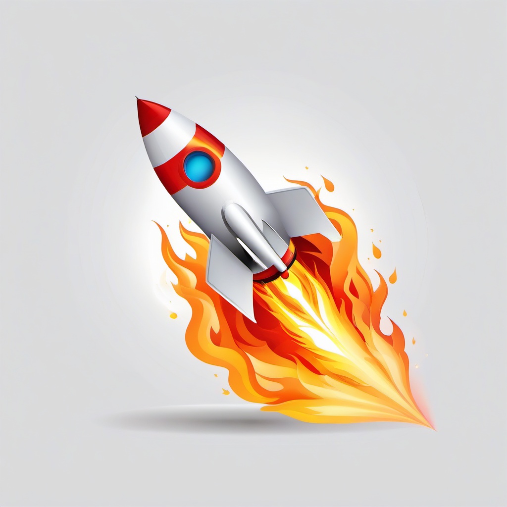 Rocket with flames coming out of the bottom clipart.  vector style illustration, white background