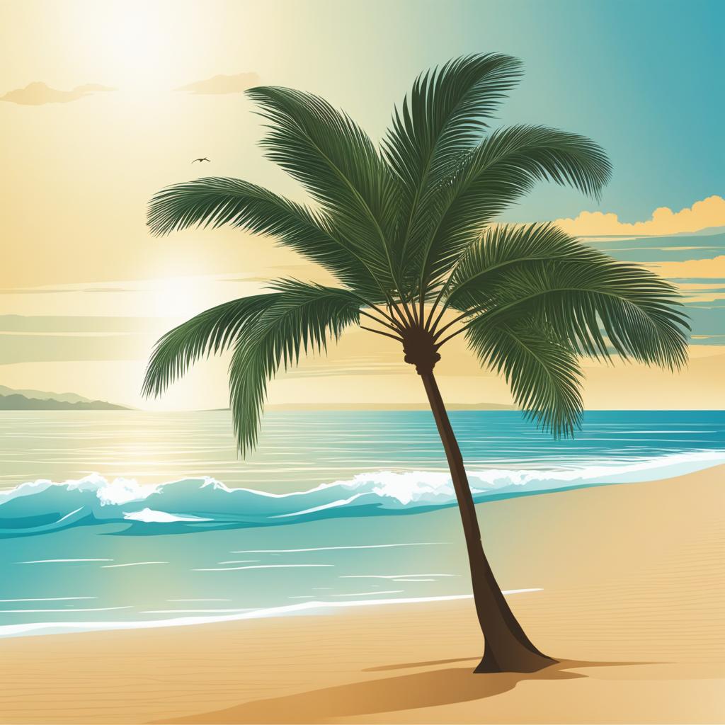 palm tree clipart: swaying gently on a tropical beach. 