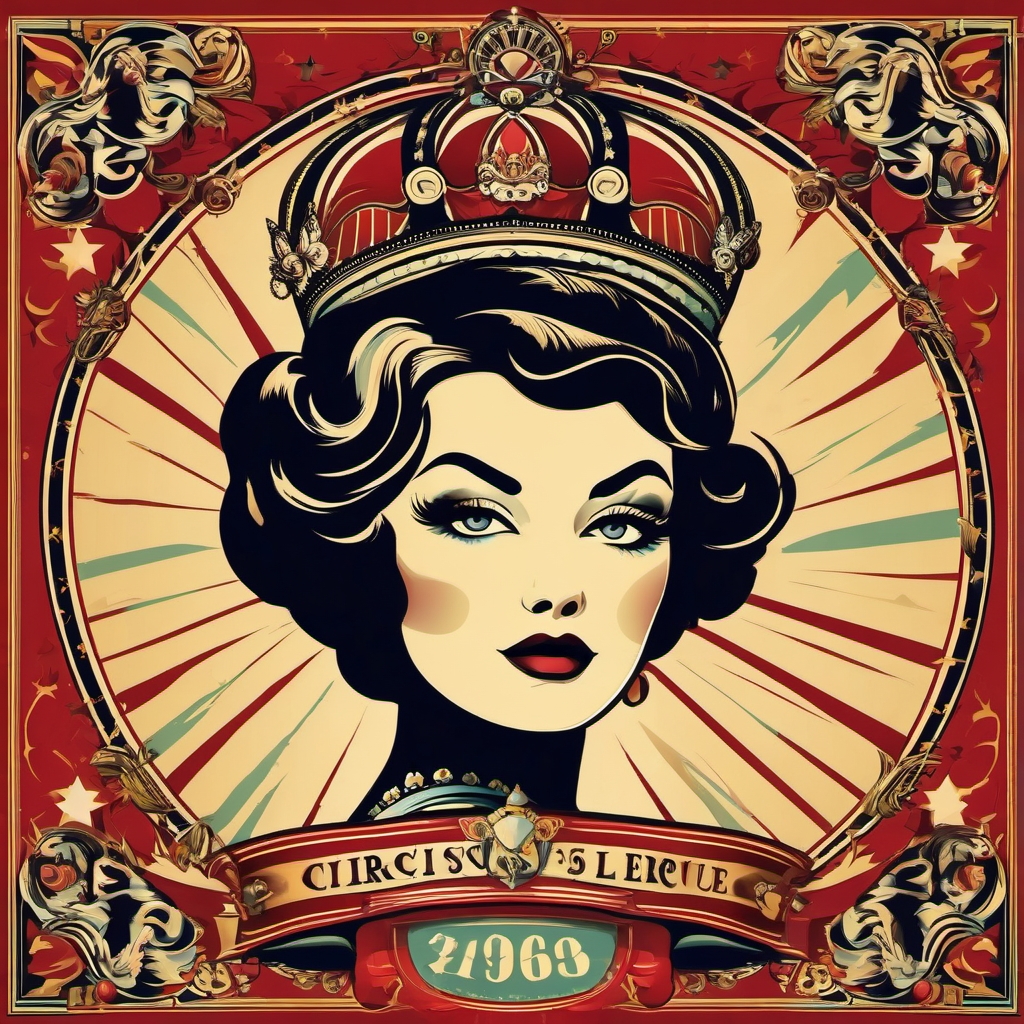 Retro circus poster design: Vintage allure, advertising the circus of life.  simple color tattoo style