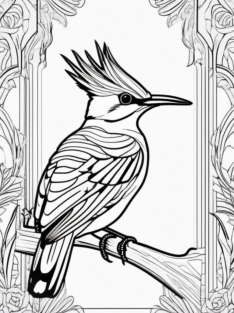 Hoopoe Coloring Pages - Crowned Colorful Insect Catcher  minimal black outline printable sheet, coloring page