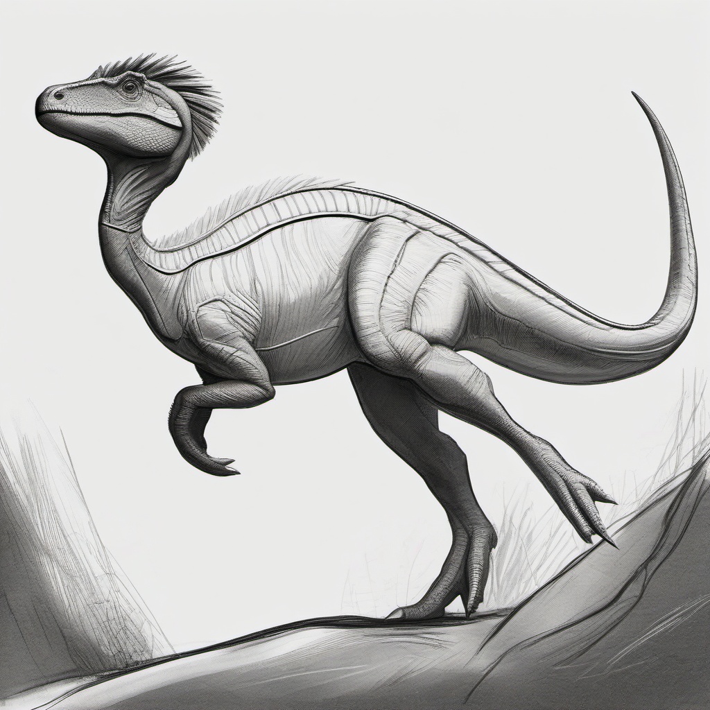 drawing of a Hypsilophodon dinosaur  minimal rough sketch scribbles,doodles,black and white