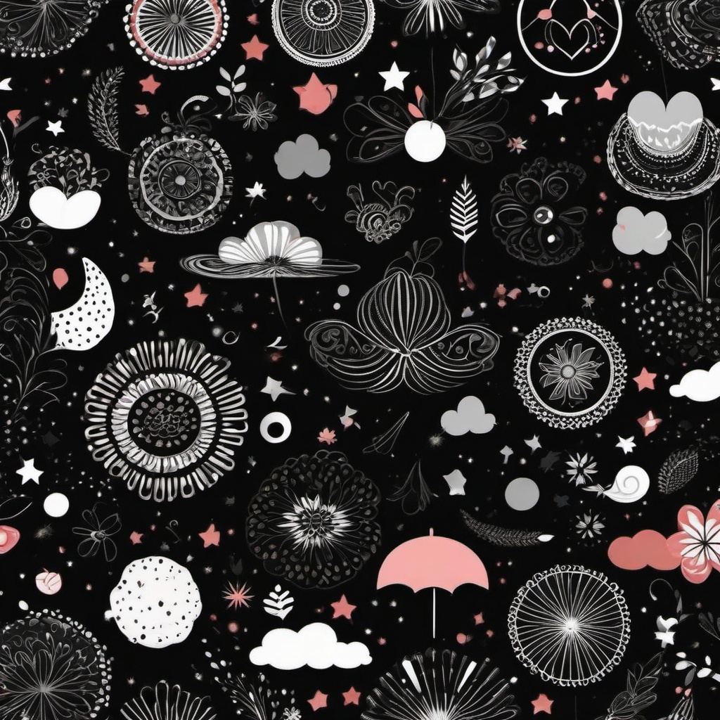 Black Cute Wallpaper - Cute Illustrations on Black Background  intricate patterns, splash art, wallpaper art