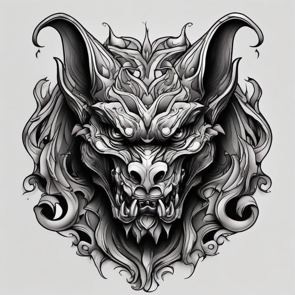 evil gargoyle tattoos  simple color tattoo design,white background