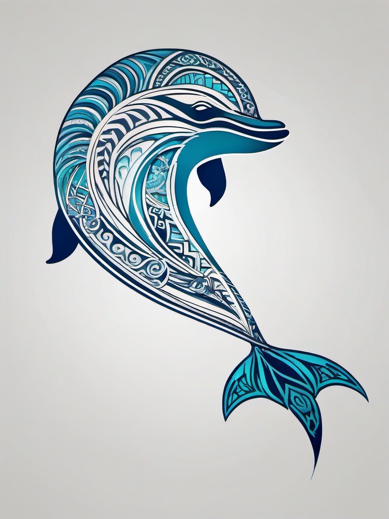 maori dolphin tattoo  simple color tattoo,minimalist,white background