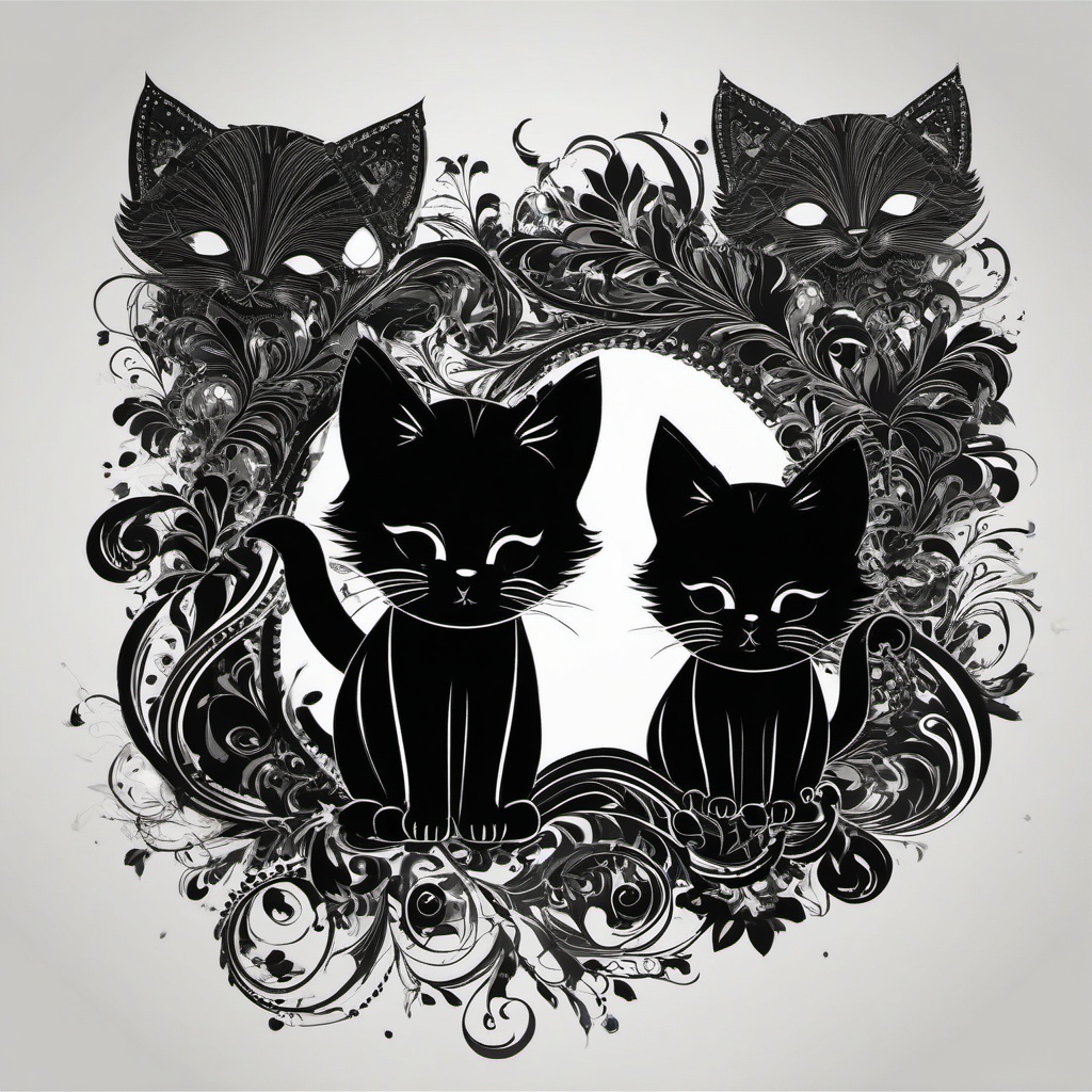 Black Cute Wallpaper - Adorable Digital Black Kittens at Play  intricate patterns, splash art, wallpaper art