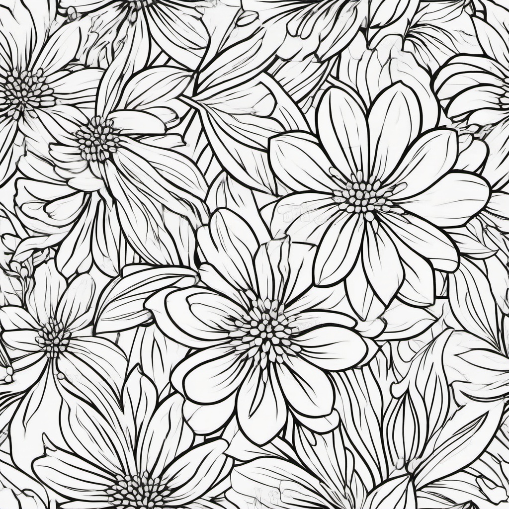 Free Floral Clipart,Illustrating a floral pattern coloring book  simple, 2d flat