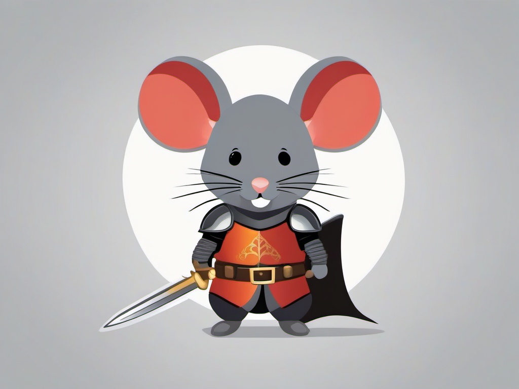 Mouse clipart - mouse dressed as a knight with armor  color,minimalist,vector clipart