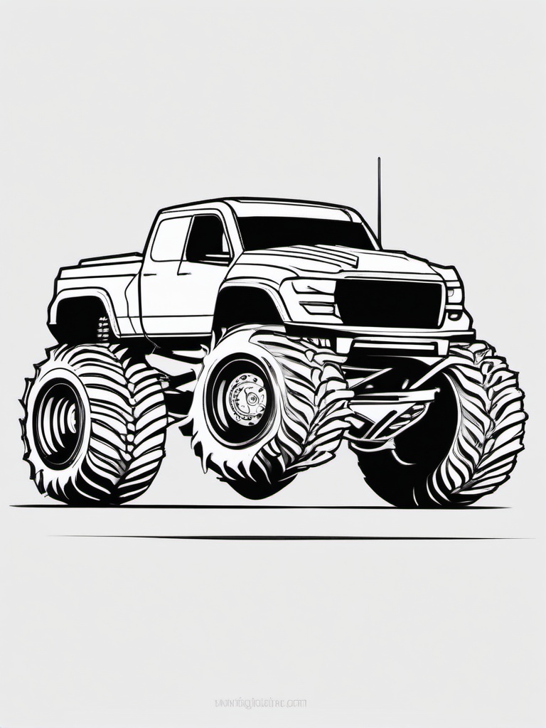 Monster Truck with Lion Mane Design Coloring Pages - Bold Trucks with Lion's Mane  minimal black outline printable sheet, coloring page