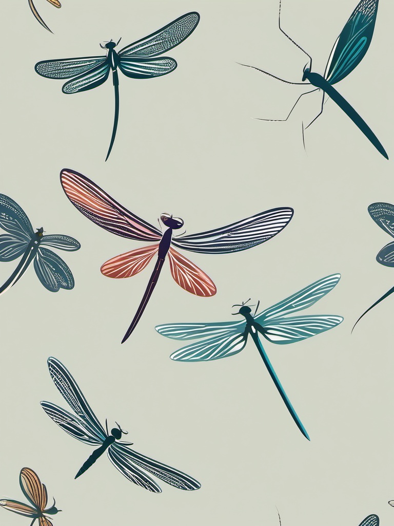 Dragonfly Clip Art - Elegant dragonfly in mid-flight,  color vector clipart, minimal style