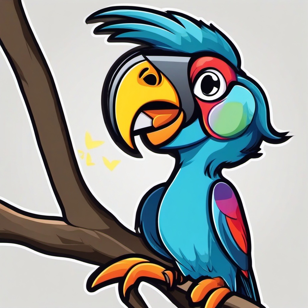 Parrot cartoon - talkative, colorful bird  cartoon sticker style