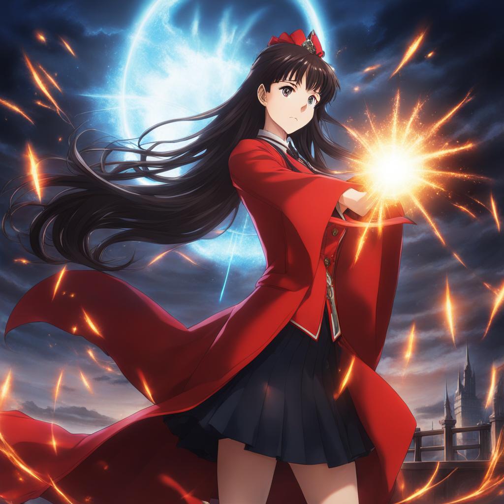 rin tohsaka casts powerful spells to defeat enemies. 