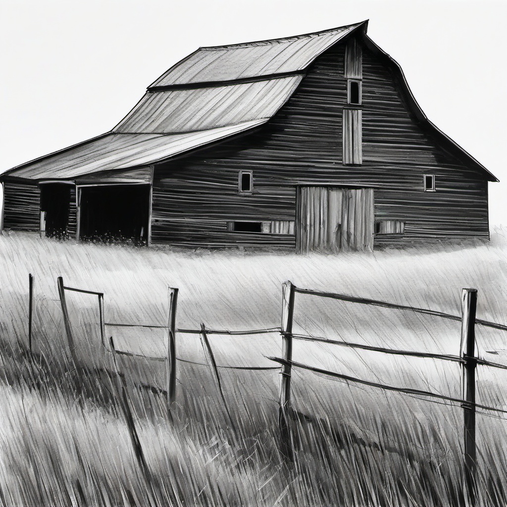 drawings of old barns  minimal rough sketch scribbles,doodles,black and white