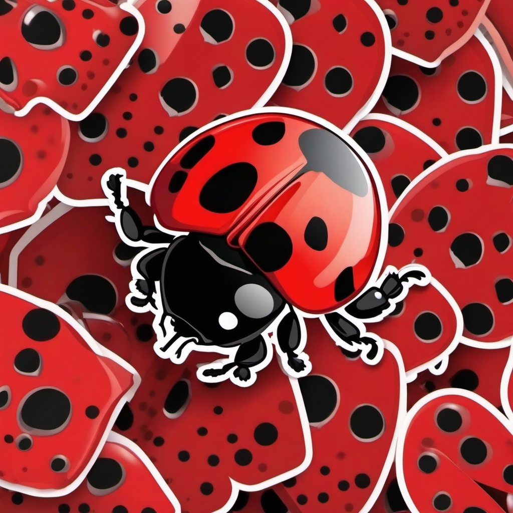 Ladybug cartoon - red beetle with black spots  cartoon sticker style