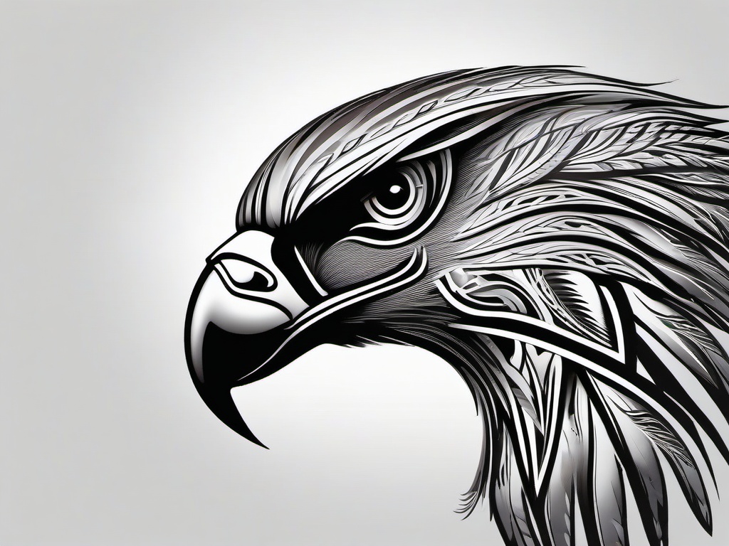 maori eagle tattoo  simple color tattoo,minimalist,white background