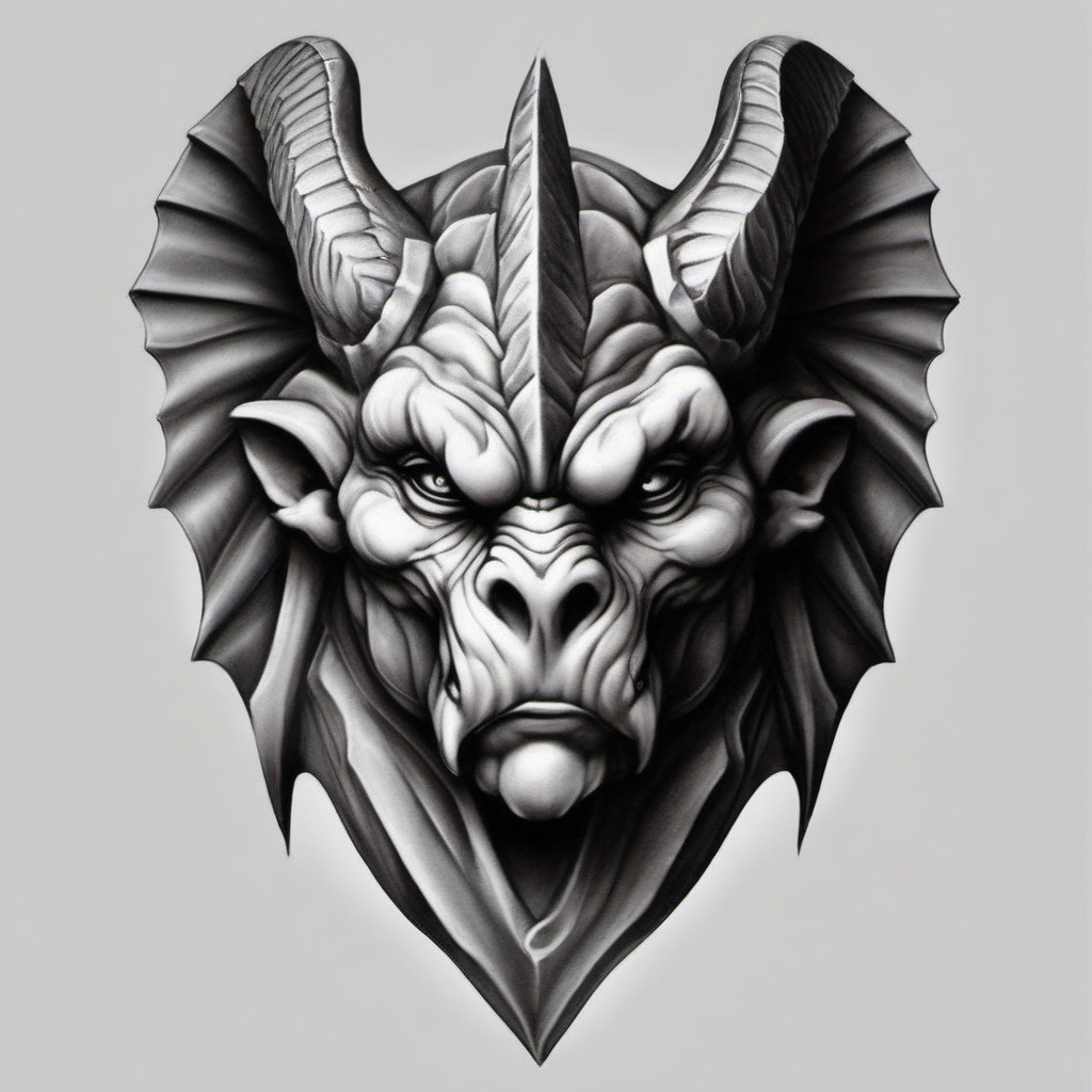 realistic gargoyle tattoo  simple color tattoo design,white background