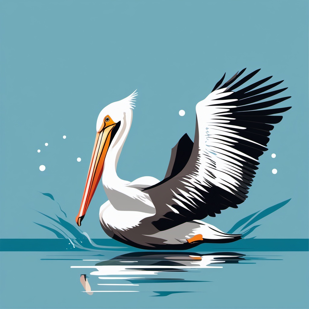 Pelican Clipart - Pelican gliding low over the calm water's surface , minimal, 2d