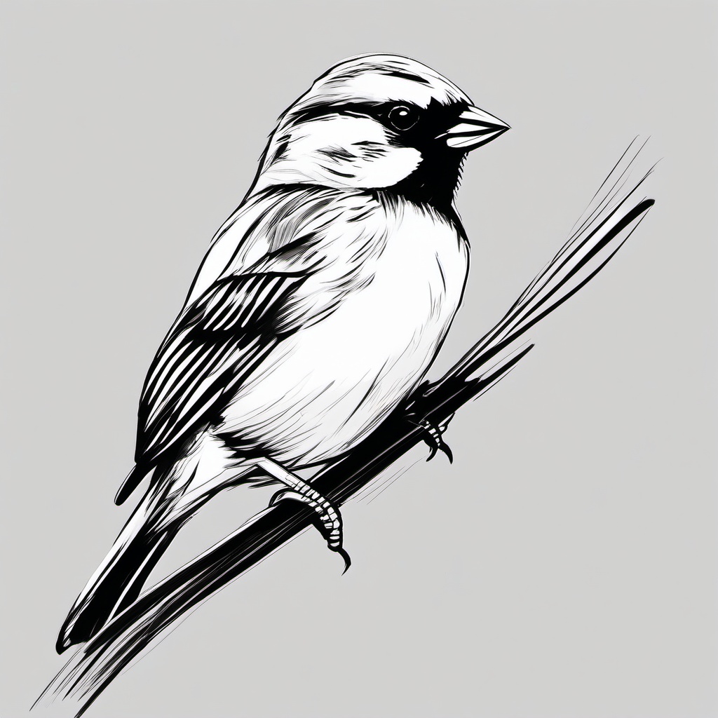 drawing of sparrow  minimal rough sketch scribbles,doodles,black and white