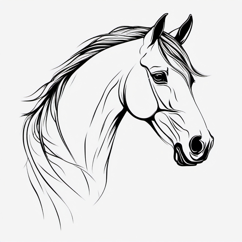 horse head outline tattoo  simple tattoo,minimalist,white background