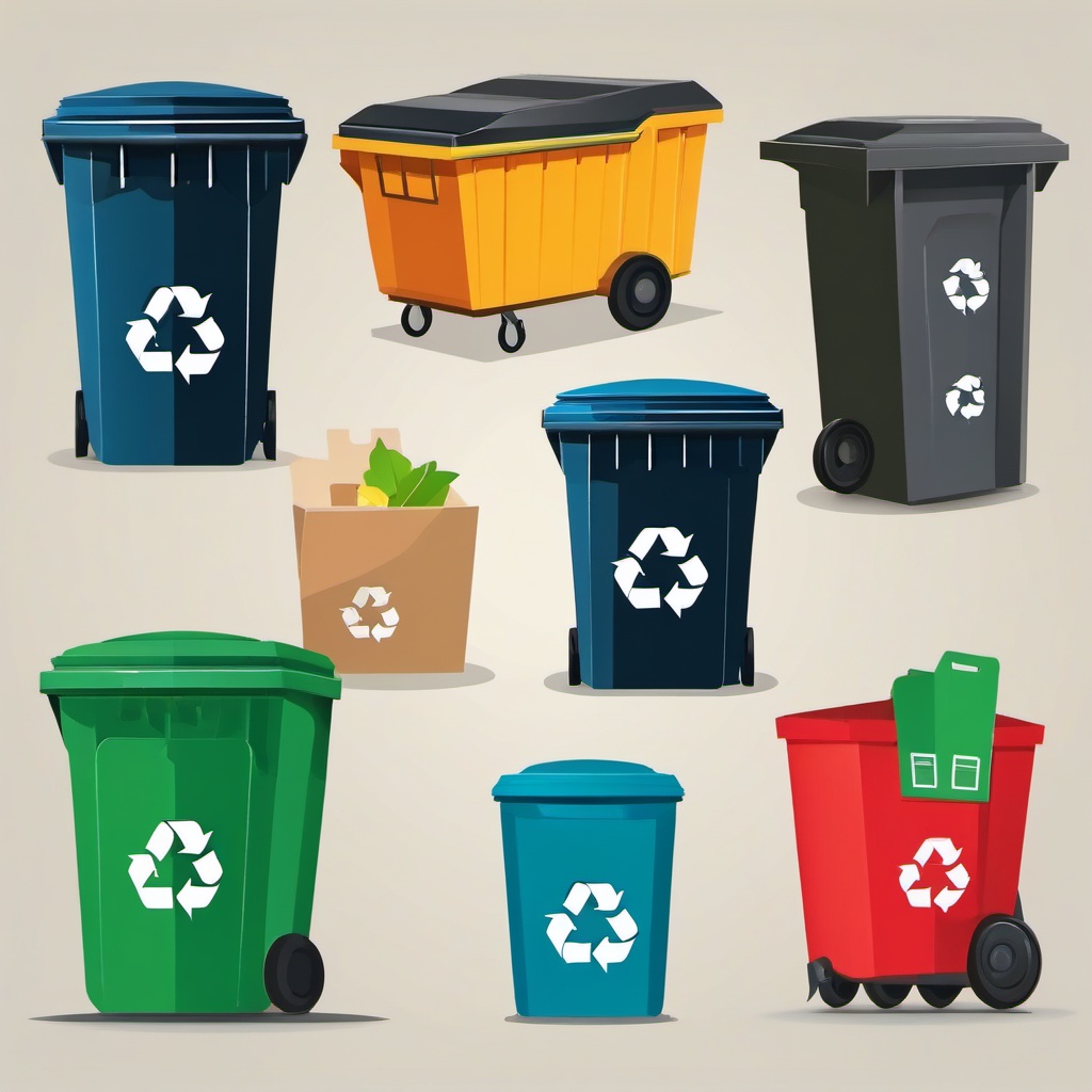 Clipart of a Recycle Bin - Recycle bin for recycling and disposal,  color vector clipart, minimal style