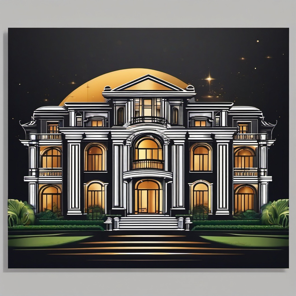 Modern Mansion sticker- Luxury Living Elegance, , color sticker vector art