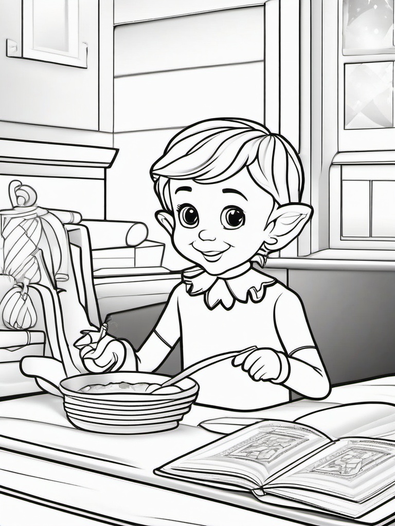 Elf On A Shelf Coloring  outling,coloring pages,black and whit