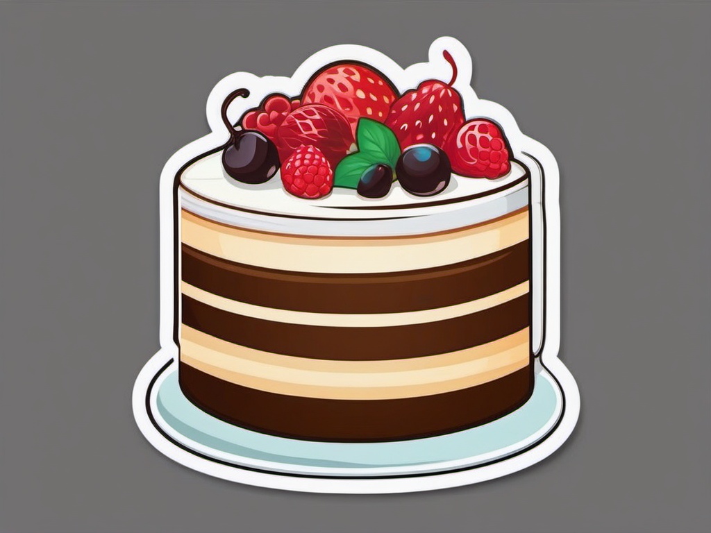 Cake Sticker - Delicious slice of cake, ,vector color sticker art,minimal