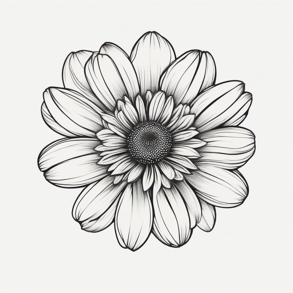 Dainty Daisy Tattoo-Choosing of delicacy and charm with a dainty daisy tattoo, a subtle and feminine choice for floral body art.  simple color tattoo,minimal vector art,white background