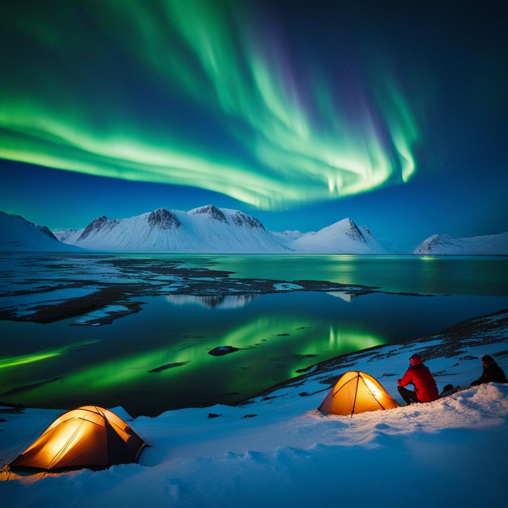 spitsbergen, norway - experiences the magic of the northern lights while camping in the arctic. 