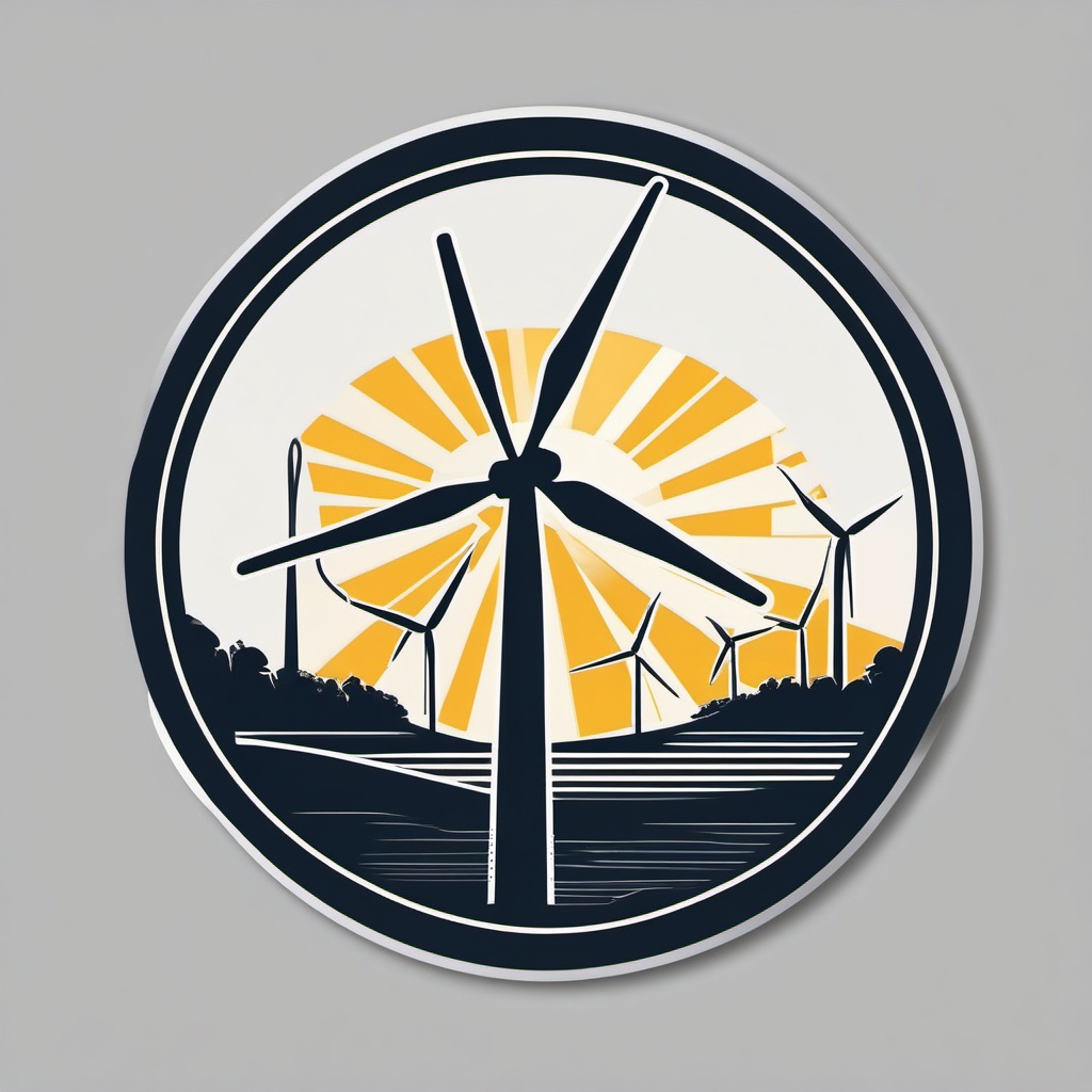 Wind turbine sticker- Renewable energy, , sticker vector art, minimalist design