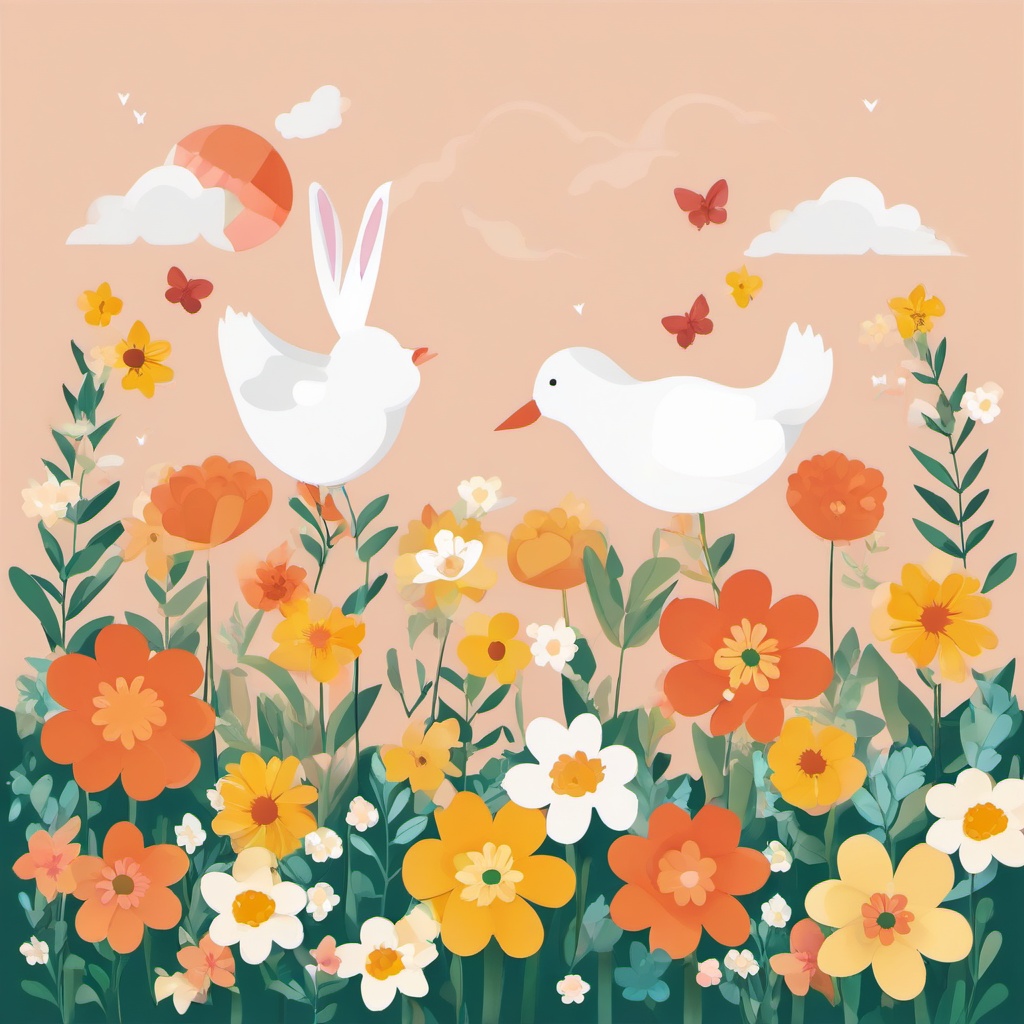 April clipart - April-themed greeting card design  