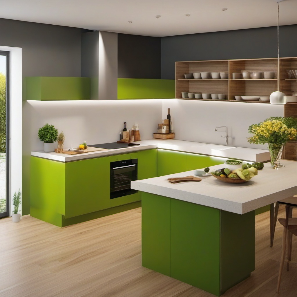 Eco-Friendly Kitchen - Design an eco-friendly kitchen with sustainable and natural elements. , kitchen layout design ideas, multicoloured, photo realistic, hyper detail, high resolution,